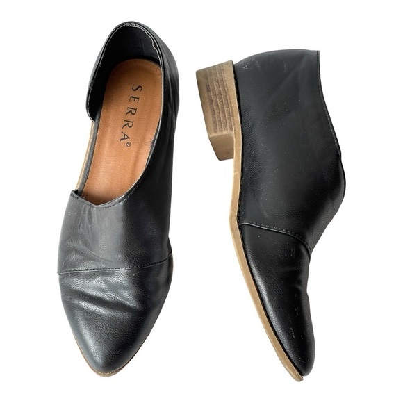 SERRA Womens Black Leather Flats Loafer Cut Out Boots Slip On Comfort Shoes, 9 - Picture 4 of 6